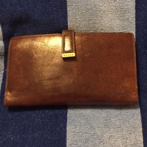Brown leather coach wallet